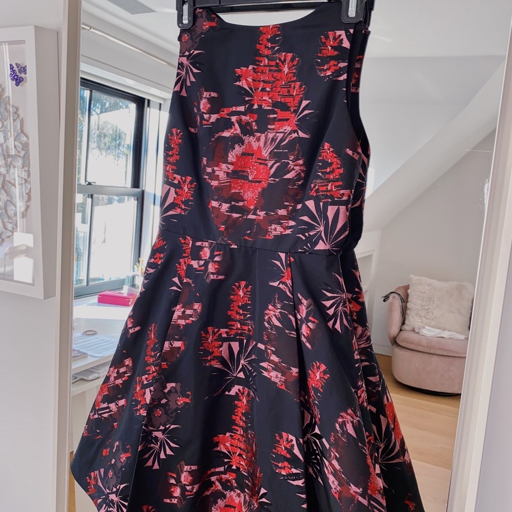 Alice and Olivia red and black high neck dress